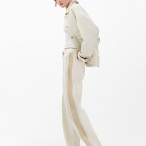 Logan Spliced Wide-Leg Jeans - Two Tone Stone