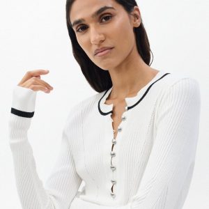 Kassy Ribbed Henley - Ivory