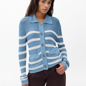 Costi Striped Cardigan - Fog Blue