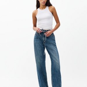 Phoebe Drawstring Wide-Leg Jeans - Delcan