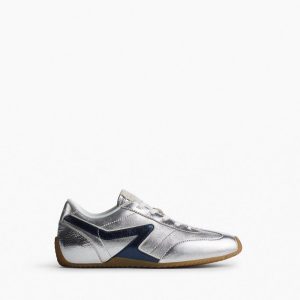 Ultra Slim Retro Runner Sneakers - Silver Navy