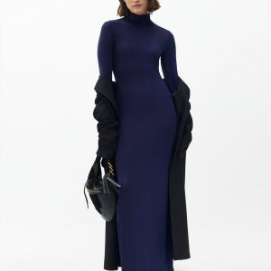 Elsa Metallic Maxi Dress - Dark Blue