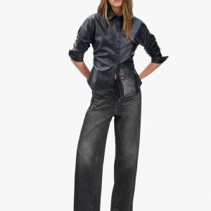 Miramar Drawstring Wide-Leg Pants - Washed Black
