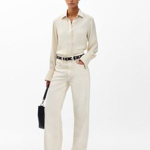 Featherweight Logan Wide Leg - Ecru: Mid-Rise Jean