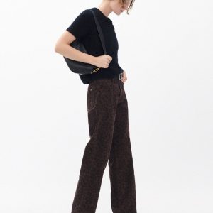 Shea Relaxed Straight Jeans - Espresso Leopard