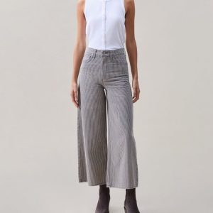 Serena Ankle Wide-Leg Jeans - Grey Stripe