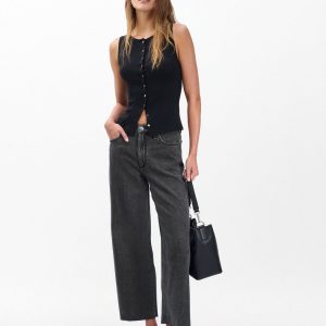 Andi Ankle Wide-Leg Jeans - Raven