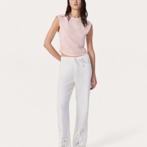 Phoebe Denim Beach Pants - White Eyelet