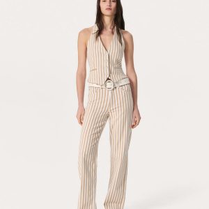 Shea Relaxed Straight Jeans - Tan Stripe