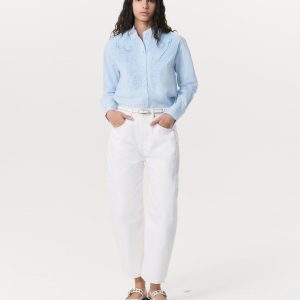 Charlie Ankle-Length Barrel Jeans - White