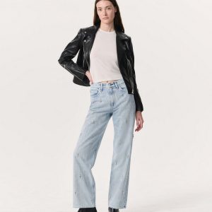 Shea Embellished Relaxed Straight Jeans - Aliah With Jewel Stripe