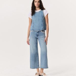 Andi Embellished Ankle-Length Wide-Leg Jeans - Pacific With Jewel