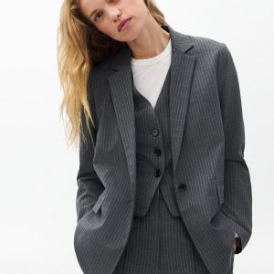 Jennifer Striped Two-in-One Blazer - Grey Stripe