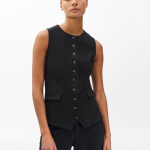 Irina Long Vest - Black