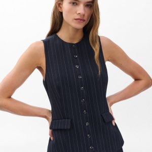 Irina Long Vest - Navy Multi