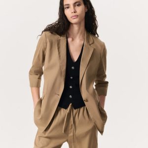 Jennie Linen-Blend Blazer - Muted Brown