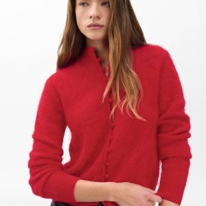 Jada Brushed Cashmere Cardigan - Red