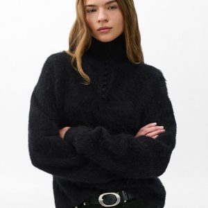 Jada Brushed Cashmere Sweater - Black