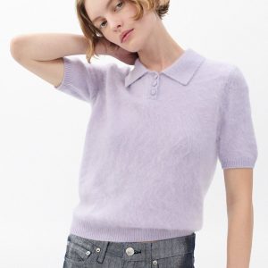 Jada Brushed Cashmere Polo - Lavender