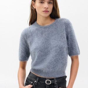 Jada Brushed Short-Sleeve Crewneck - Heather Grey