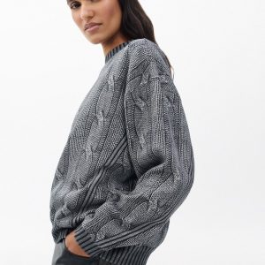 Miramar Cable-Effect Sweatshirt - Washed Black