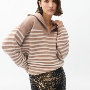 Raven Wool-Cashmere Half-Zip Sweater - Camel