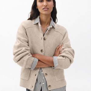 Bridget Mockneck Cardigan - Taupe
