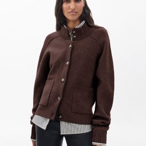 Bridget Mockneck Cardigan - Brown