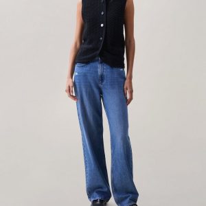 Vivi Open-Knit Cotton-Blend Vest - Black