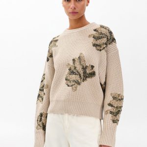 Julie Sequined Wool Sweater - Beige