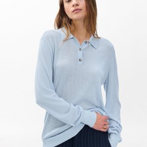 Adeline Lightweight Cashmere Polo - Light Blue