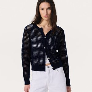 Ezra Open-Knit Cardigan - Indigo