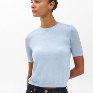Adeline Lightweight Cashmere Tee - Light Blue