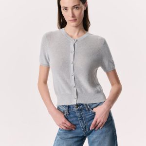 Dina Cotton-Cashmere Cardigan - Heather Grey