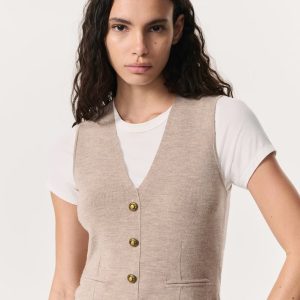 Ella Merino Wool-Blend Sweater Vest - Dark Taupe