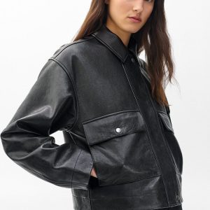 Nonie Lamb Leather Jacket - Black