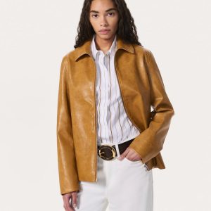 Jordie Faux Leather Jacket - Camel