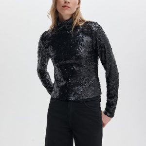 Lucy Sequined Turtleneck - Black