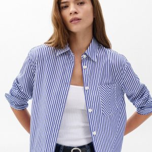 Maxine Poplin Stripe Shirt - Blue Stripe