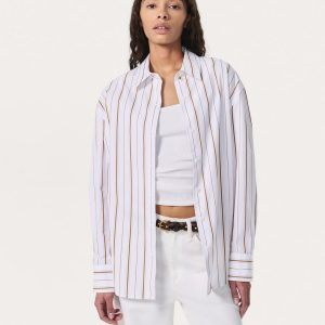 Jessica Striped Poplin Shirt - Brown Stripe
