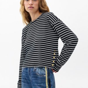 The Knit Striped Long-Sleeve Tee - Black Multi