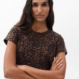 Leopard-Print Cotton Tee - Brown Multi