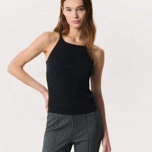 Essential Rib String Tank - Black