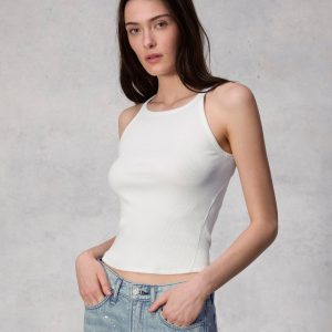 Essential Rib String Tank - White