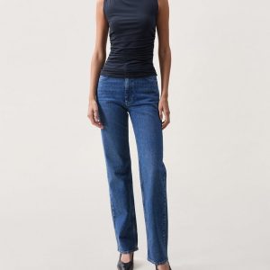 Lucy Ruched Tank Top - Black