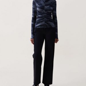 Lucy Shirred Top - Navy Multi