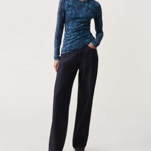 Aliyah Mesh Crewneck Top - Teal Multi