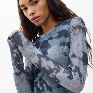 Yana Stretch Mesh Tee - Silver Multi