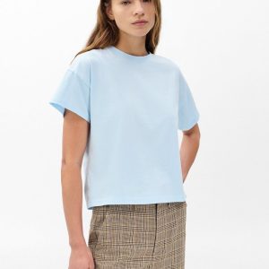 Kelly Boxy Cotton Tee - Sky Blue
