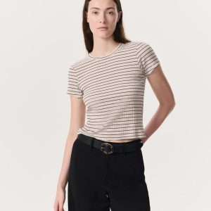 Luca Striped Ribbed-Knit Baby T-Shirt - Ivory Multi